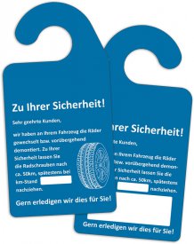 Kundendienst-Spiegelanhänger "Räder nachziehen" I VE = 100 Stk.