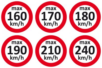 Geschwindigkeitsaufkleber I VE = 100 Stk. auf Rolle