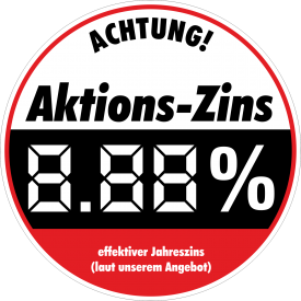 Aktions-Zins Aufkleber, rund
