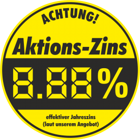 Aktions-Zins Aufkleber, rund
