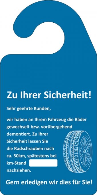 Sign-Line Werbeservice  Kundendienst-Spiegelanhänger Räder